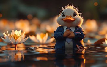 Die Dapper Duck in einem Lotusparadies