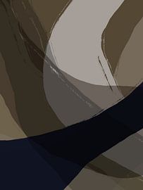 Formes et lignes abstraites en noir, brun et gris. sur Dina Dankers