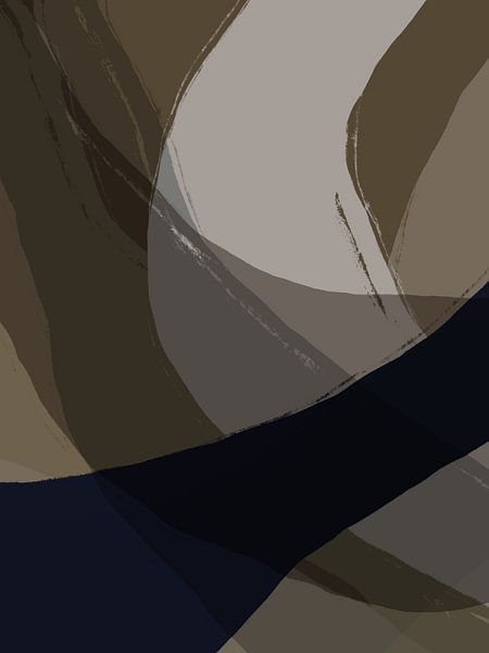 Abstract shapes and lines in black, brown, grey. by Dina Dankers