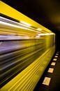 Yellow subway Berlin leaving station by Dennis Kuzee thumbnail