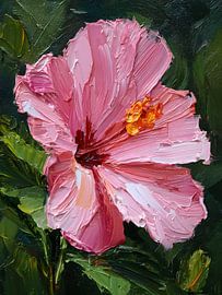 Pink hibiscus painting by IamHome Studio