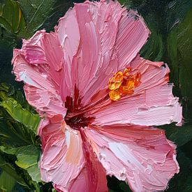 Gemälde eines rosa Hibiskus von IamHome Studio