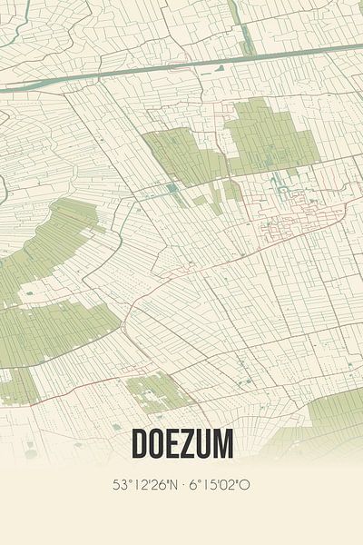 Carte ancienne de Doezum (Groningen) par Affiches de lieux