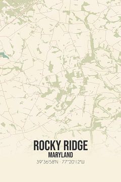 Carte ancienne de Rocky Ridge (Maryland), USA. sur Rezona