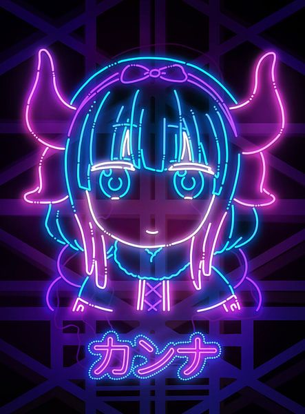 The Dragon Girl Neon Art by Vectorheroes