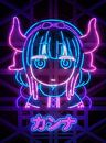 The Dragon Girl Neon Art by Vectorheroes thumbnail