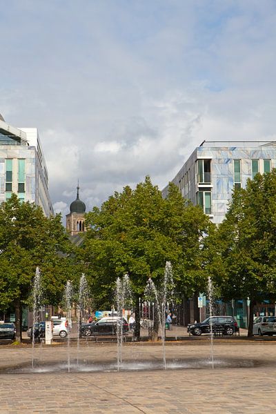 Magdeburg - View from the cathedral square to the spire of the catholic cathedral St. Sebastian by t.ART