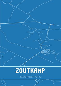 Blauwdruk | Landkaart | Zoutkamp (Groningen) van MijnStadsPoster