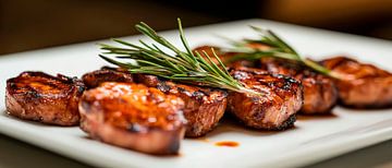 Grilled meat slices with rosemary by Poster Art Shop
