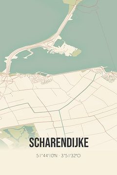 Vintage landkaart van Scharendijke (Zeeland) van Rezona