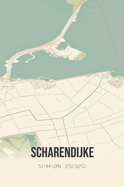 Vintage map of Scharendijke (Zeeland) by Prints of Place