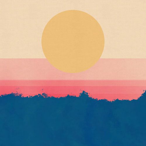 Abstract landschap in neon- en pastelkleuren. Zonsopgang.