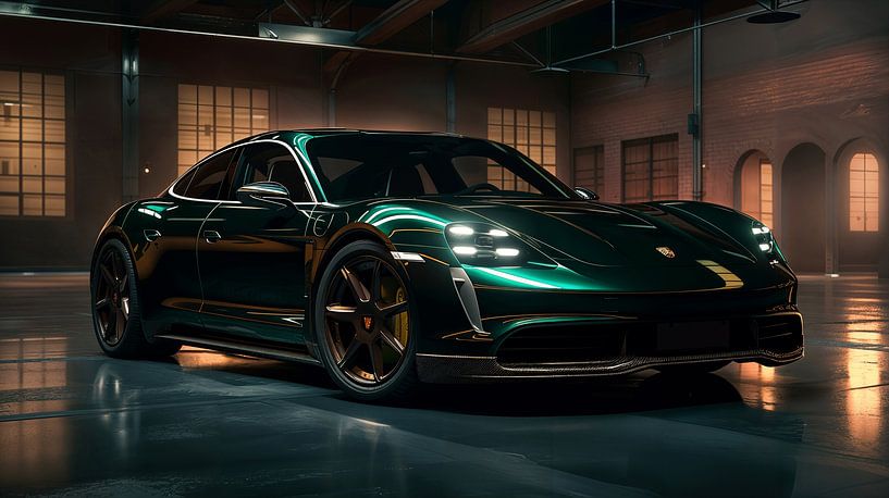 Green Porsche Taycan by PixelPrestige