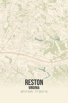 Alte Karte von Reston (Virginia), USA. von Rezona