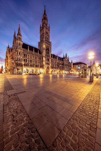 Lever de soleil sur la Marienplatz à Munich par Achim Thomae Photography