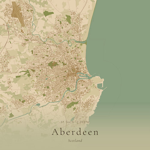 Historische Landkarte von Aberdeen, Vereinigtes Königreich