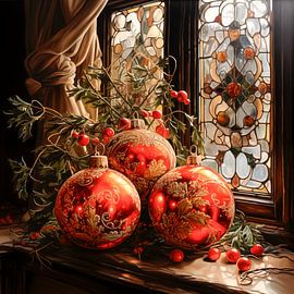 Christmas baubles for a beautiful window by Carla van Zomeren