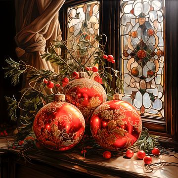 Des boules de Noël pour une belle fenêtre sur Carla van Zomeren