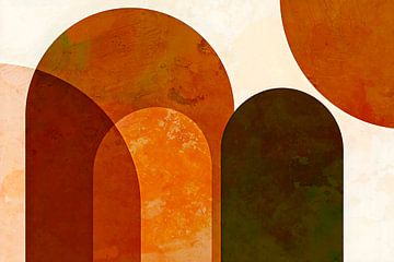 Vintage boog Abstractie Mid-Century Modern Bauhaus van Mad Dog Art
