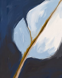Formes abstraites de feuilles en bleu et ocre sur Your unique art