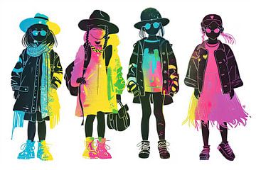 Neon meiden illustratie