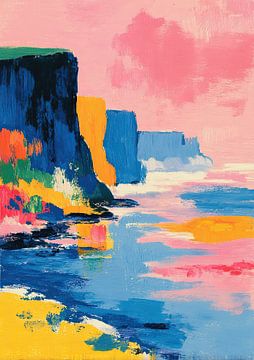 Blauwe kliffen in de roze avondrood van Niklas Maximilian