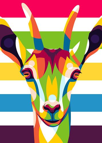 Baby-Ibex-Porträt im Pop-Art-Stil