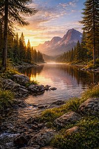 Lac de montagne - symphonie de lumière et de nature