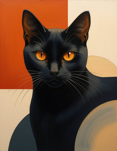 Élégant portrait d'un chat noir aux yeux ambrés brillants