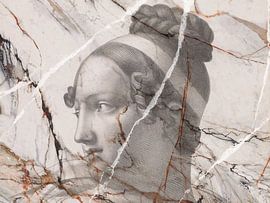 Head of a Woman - Classic Empire portrait on marble by Kleurenrijk