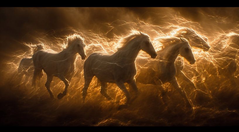 Pferde von fernlichtsicht