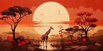 Girafe dans la savane sur ARTemberaubend