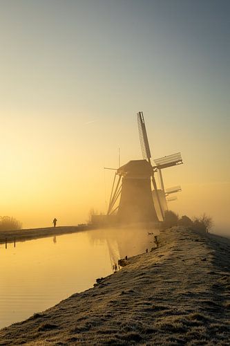 Promeneur solitaire aux moulins sur Sander de Vries
