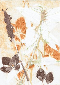 Botanische Blätter Terrakotta Braun Gelb Weiß