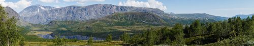 Large panorama of the Besseggen ridge in NP Jotunheimen, Oppland, Norway