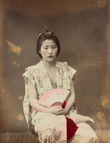 Portret, vrouw, Vintage, Japan, 1800s