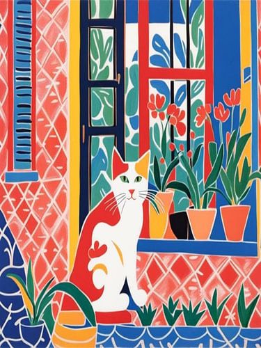 Cat In The Window Style Henri Matisse
