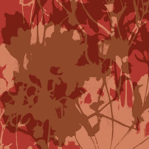 Romantische retro botanische kunst in warme kleuren van Abstract Minimalist Art