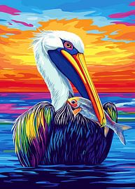Pelican’s Catch at Sunset by Art Kingdom