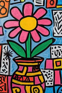 Bunte Blume in Vase