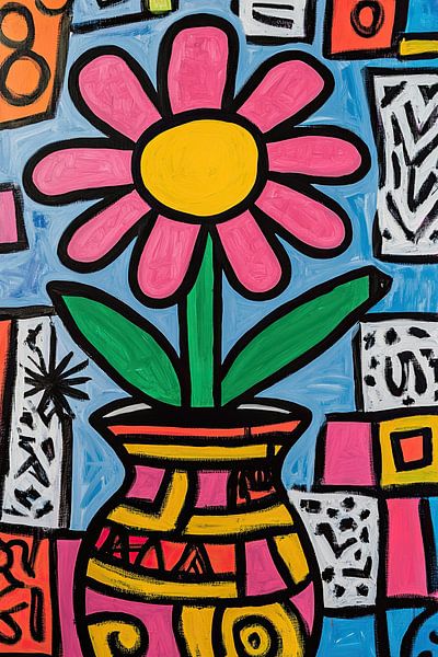 Bunte Blume in Vase von ARTEO Gemälde