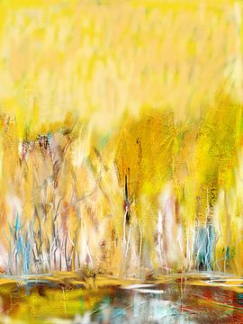 Landschaft in gelben Pastell von Claudia Gründler