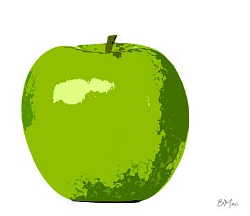 Eenzaam fruit - Groene appel op witte achtergrond van Barbara Mac Intosch