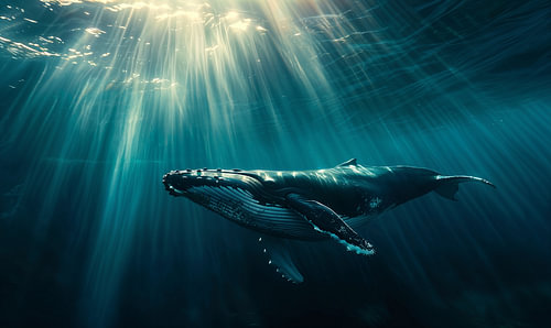 Sun rays on the Humpback whale