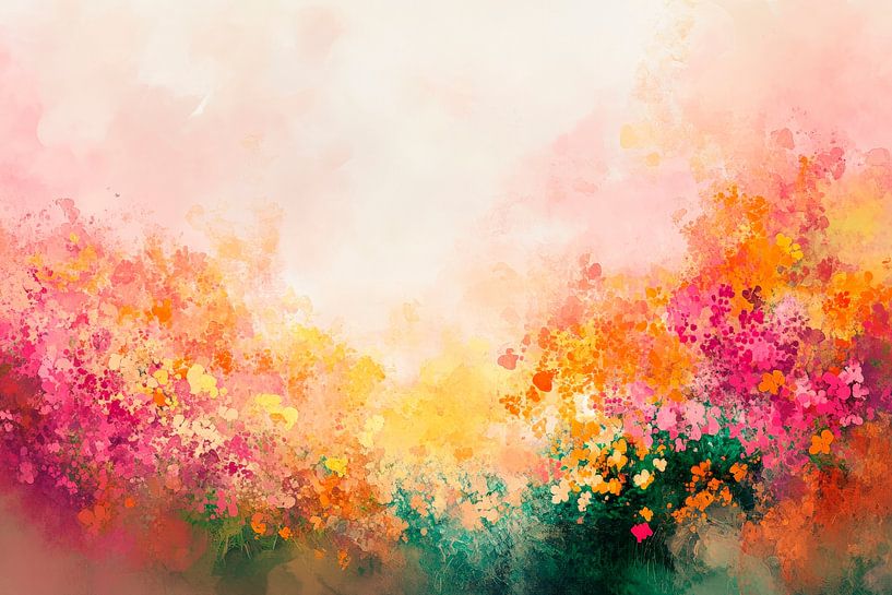 Fröhliches Blumenmeer in Pastellfarben von Poster Art Shop