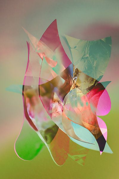 Abstrakte Collage in Farbe von Ingrid Bertens