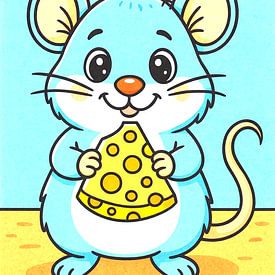 Happy mouse with cheese fun by Jose Lok