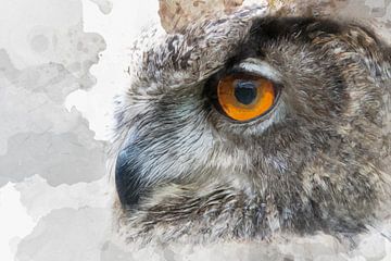 Painted owl van Digital Art Studio