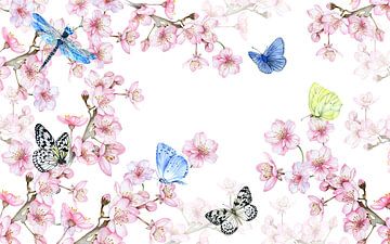 Blütenzweige Schmetterlinge von Geertje Burgers