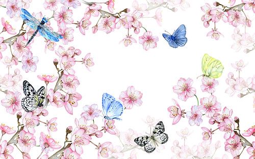 Bloesemtakken vlinders